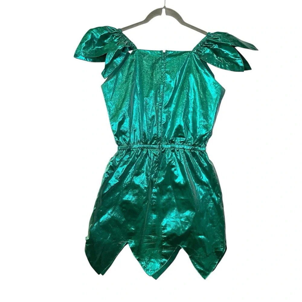 Vintage Secrets Green Fairy Metallic Mini Dress Costume Asymmetric Short S - Picture 2 of 6